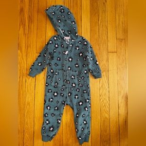 Carters 18 months fleece leopard print hooded one piece